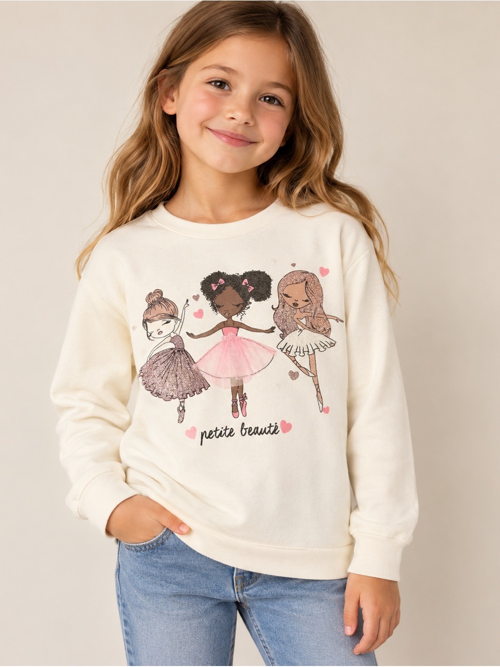 Girls' Cream 'Petite Beauté' Ballet Graphic Shirt